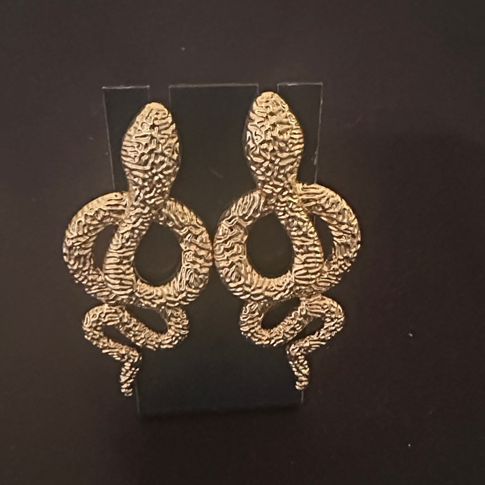 Karen Millen Gold Plated Snake Statement Earrings